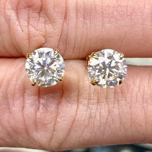 14k Rose Gold 1 Carat Moissanite Diamond Studs